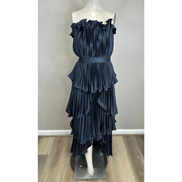AMUR Janey Tiered Shell High-Low Gown in Navy Size US12 $648 - Picture 6 of 12